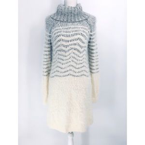 Anthropologie Cowl Neck White Gray Sweater Dress
